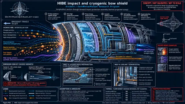User-supplied engineering concept blueprint: HIBE protective bow — cutaway